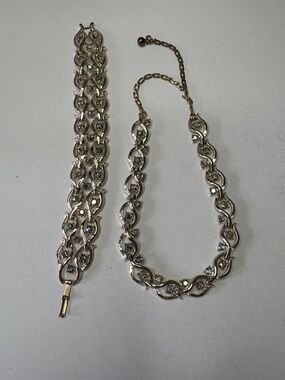 Gold-Tone Crystal Link Necklace & Bracelet Set